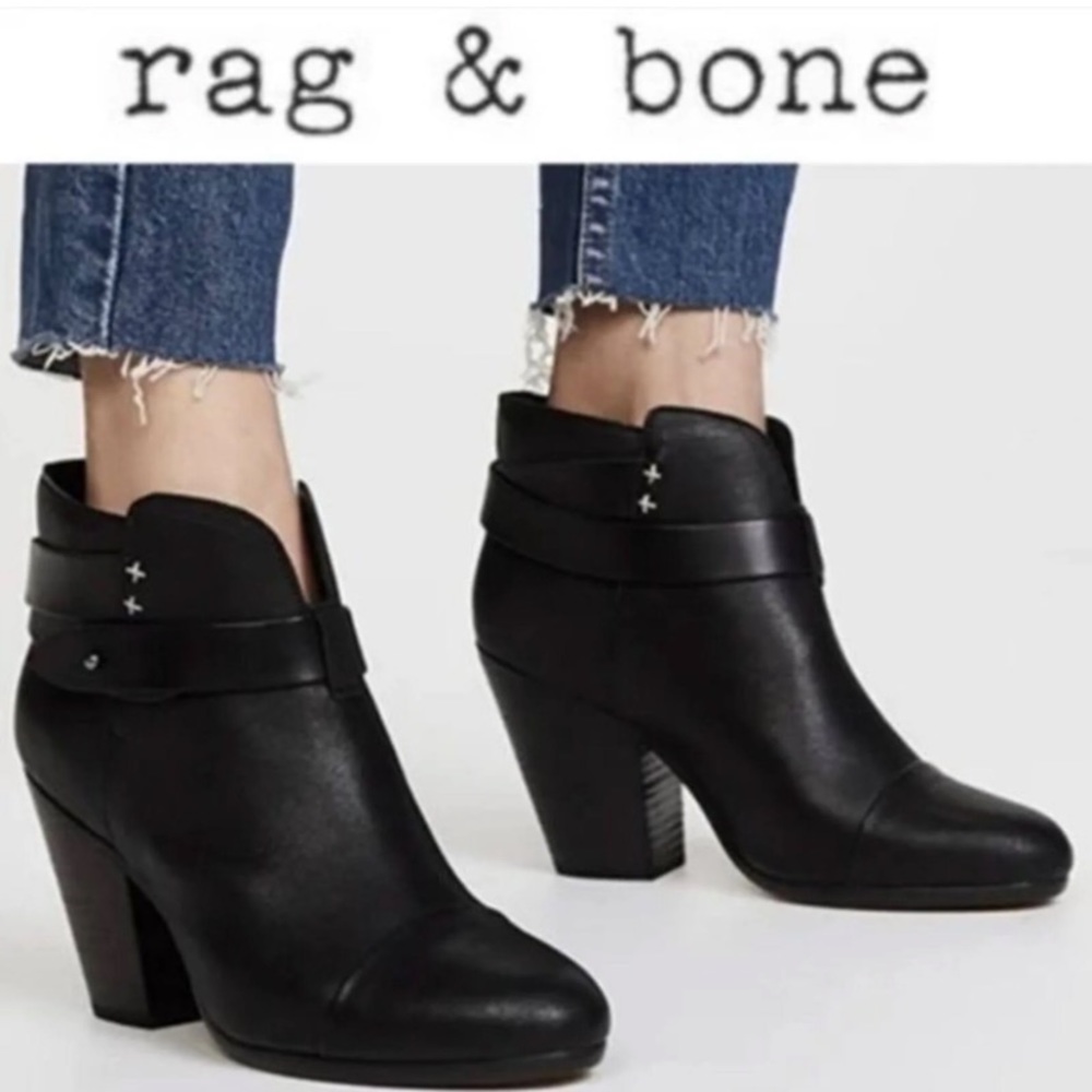 Harrow Black leather block heel: Rag & Bone 7.5